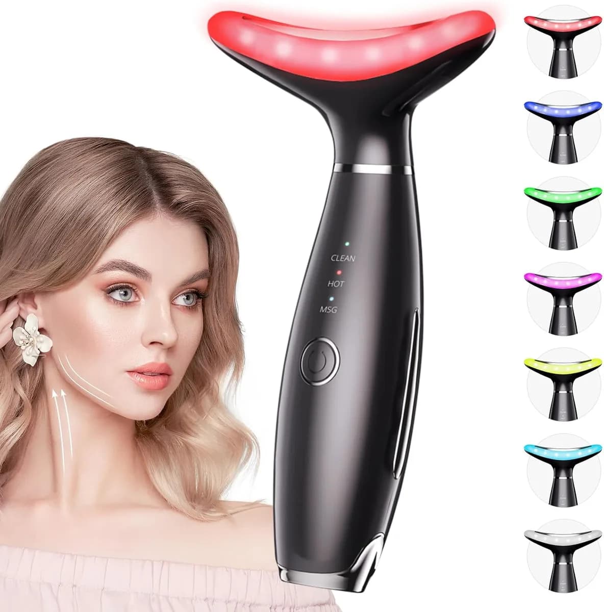 LED face and neck massager in black