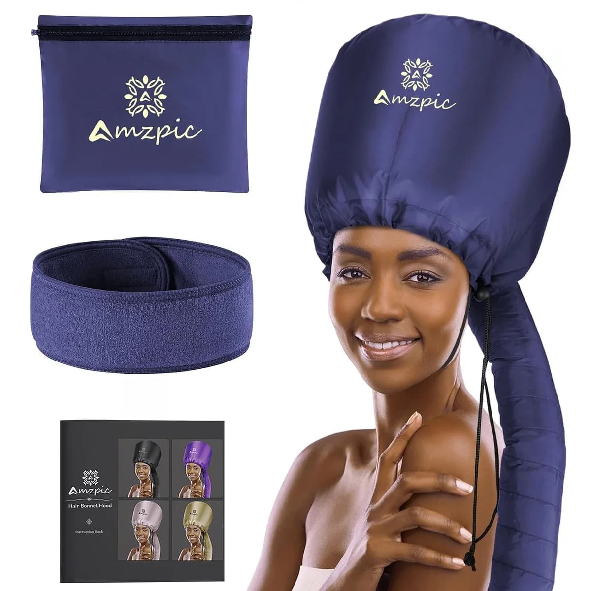 bonnet hood hair dryer attachment in blue