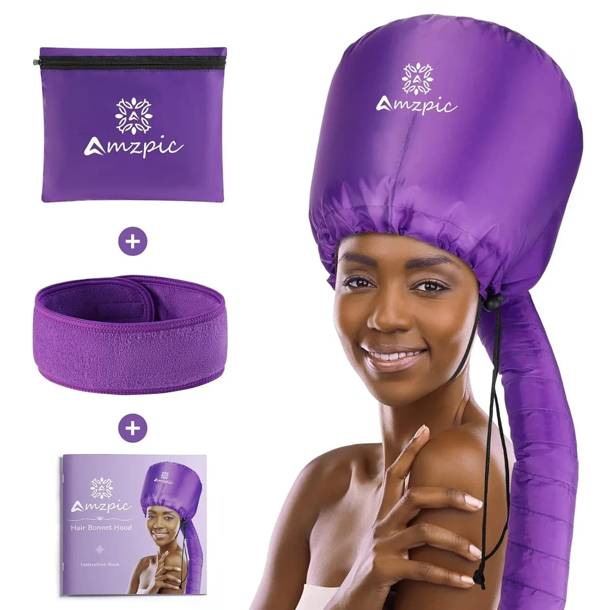 bonnet hood hair dryer attachment in purple