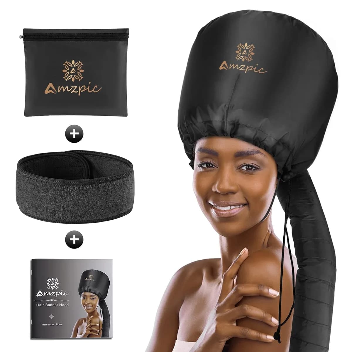 bonnet hood hair dryer attachment in black