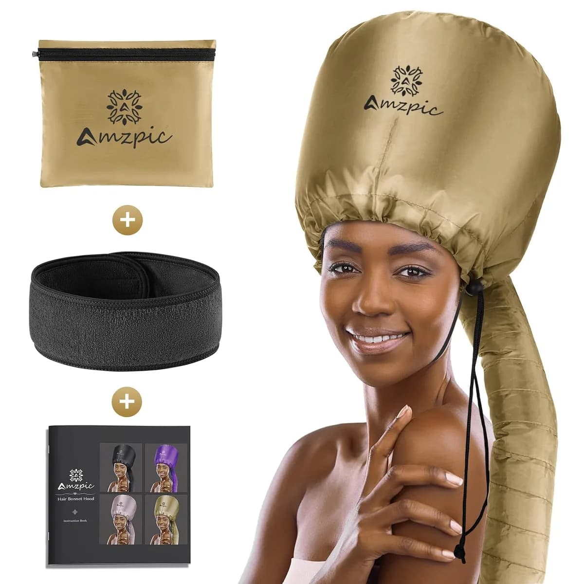 bonnet hood hair dryer attachment in gold