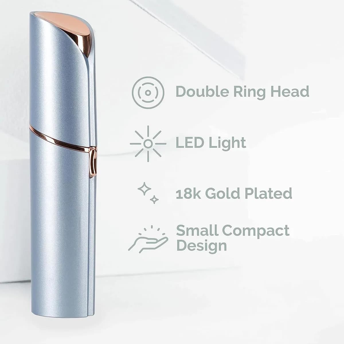 painless facial hair remover features: double ring head and light