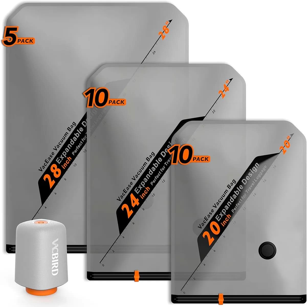 vacuum storage bags with electric pump, 25 combo set