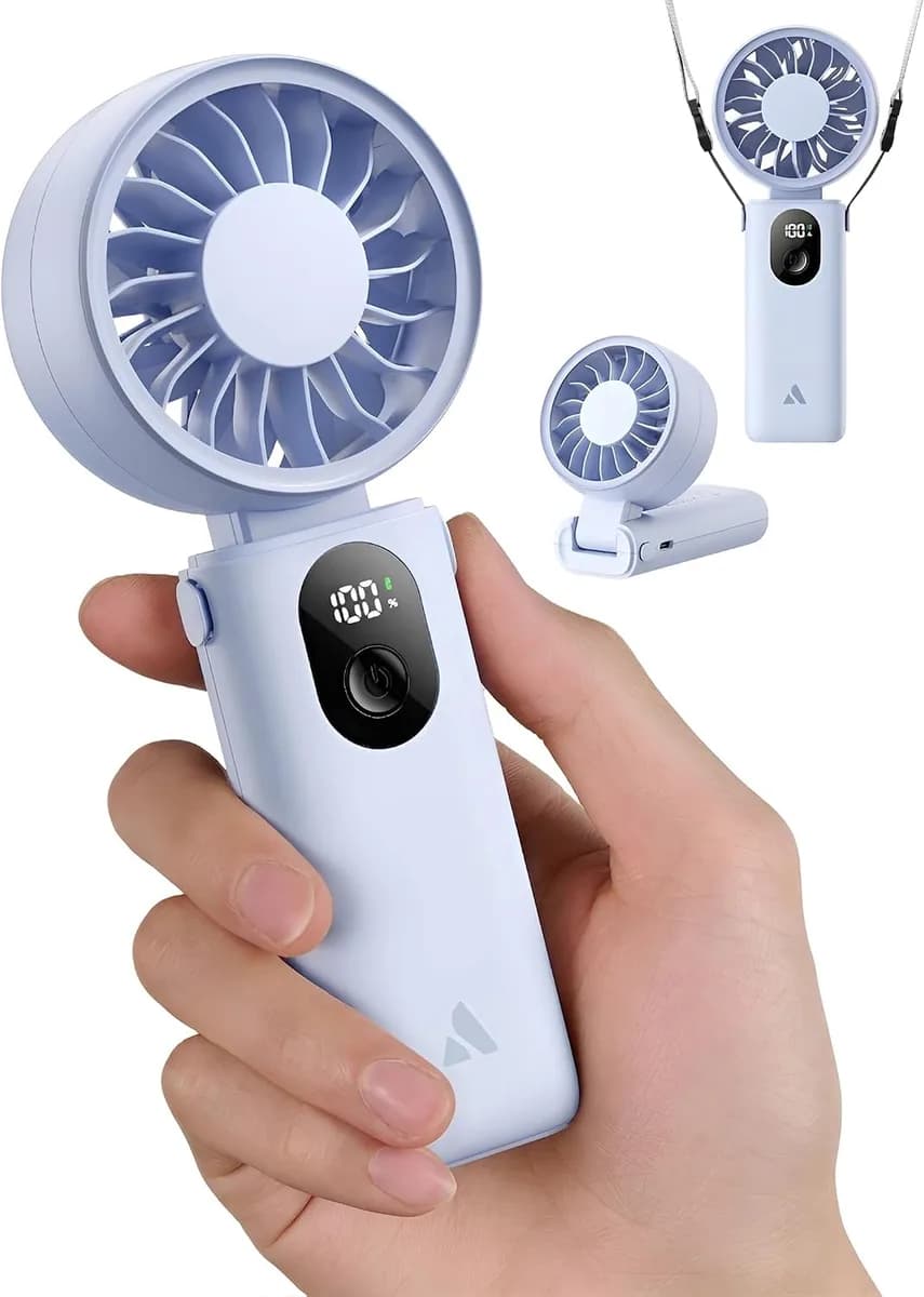 portable handheld fan in blue