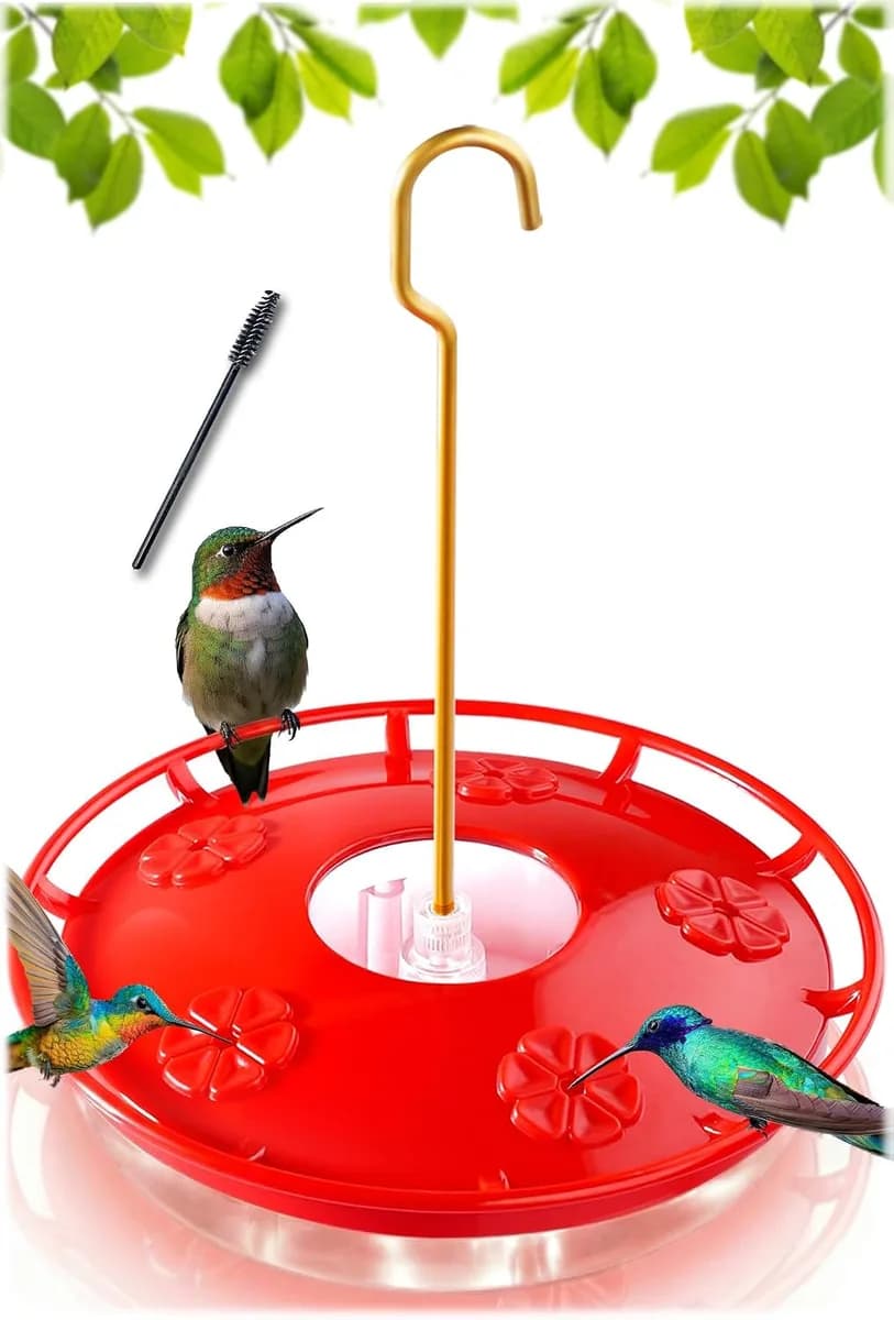 saucer hummingbird feeder in pure red