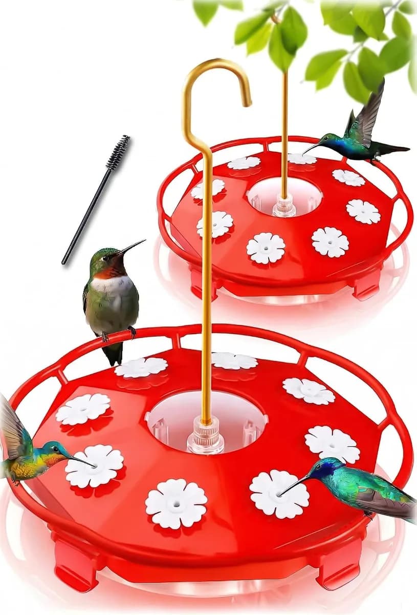 saucer hummingbird feeder in red and white