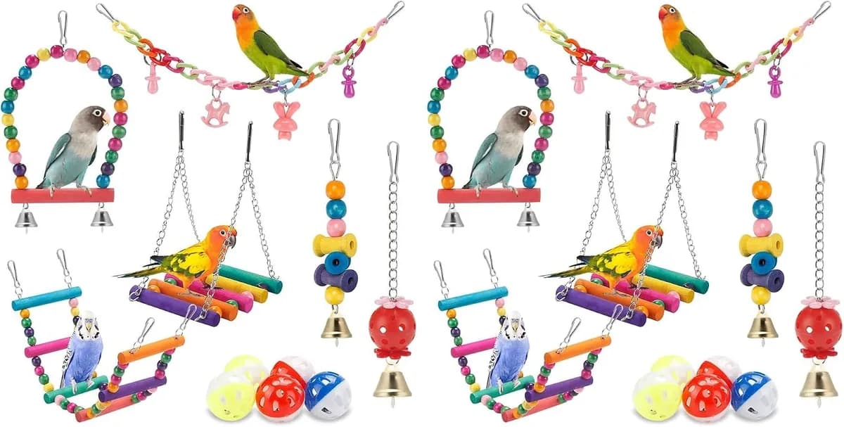 parakeet toys set in 2 sets (22 pieces)
