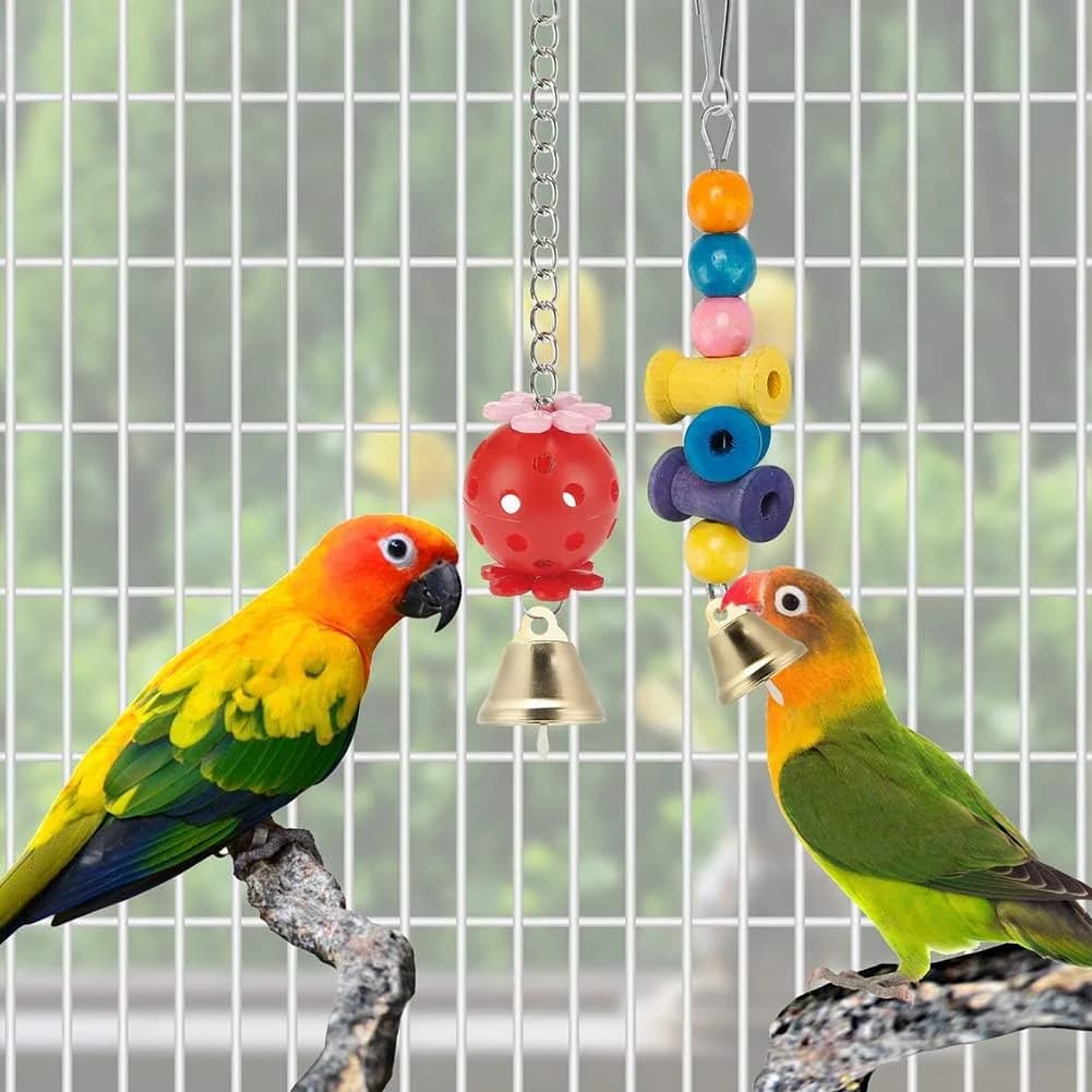 lovebirds playing with the parakeet toys set, gallery view 5