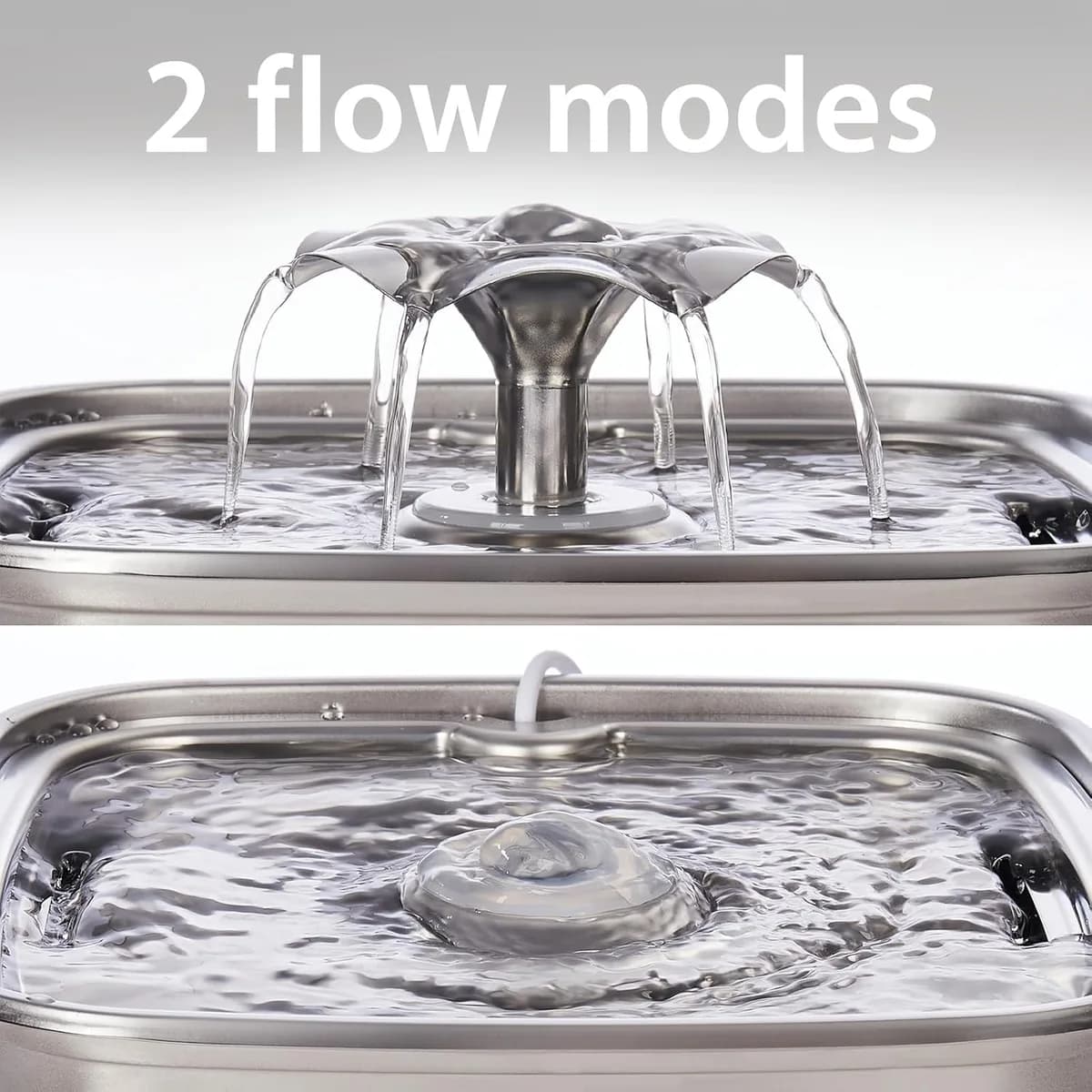 two flow modes of the stainless steel cat water fountain