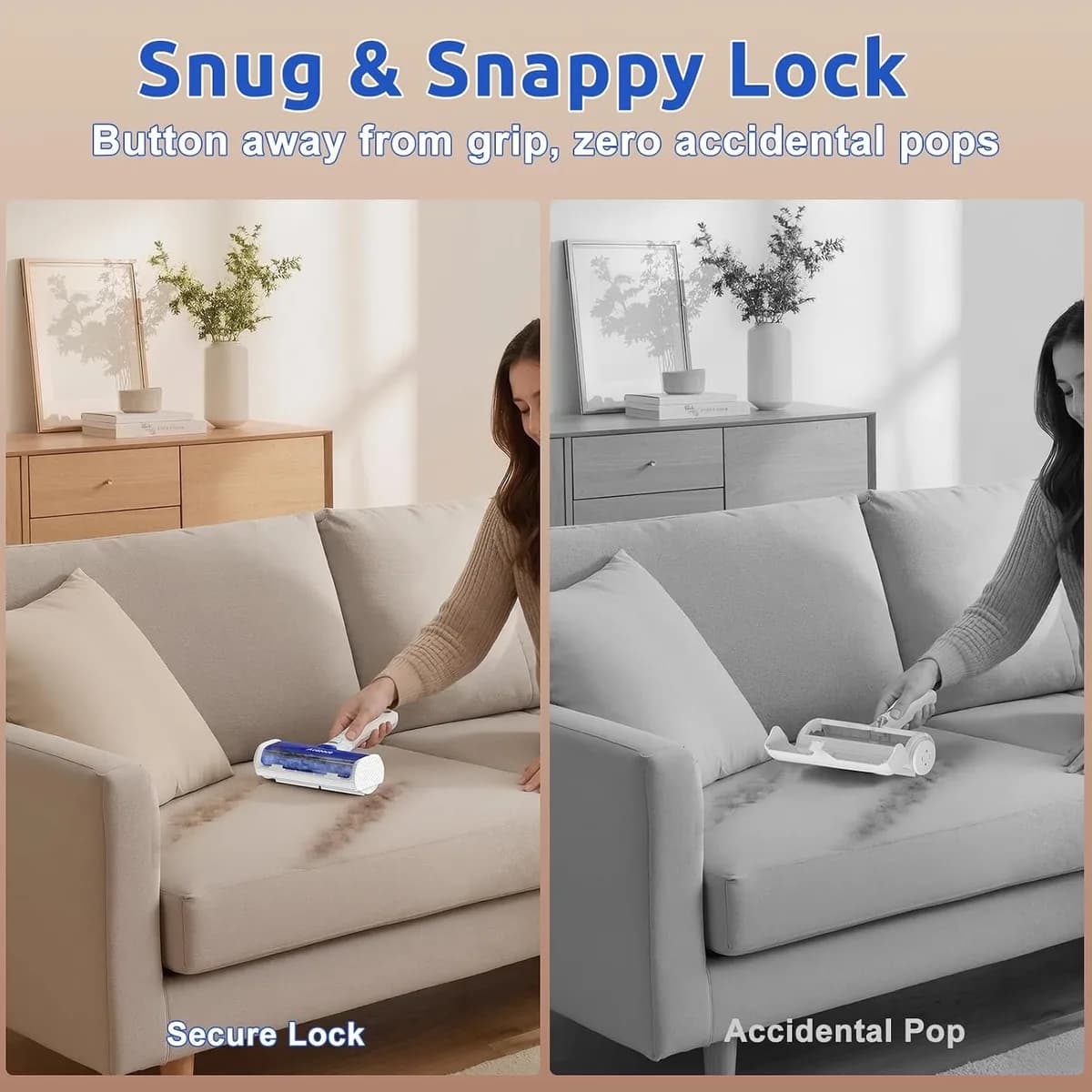 pet hair remover roller lock and release button