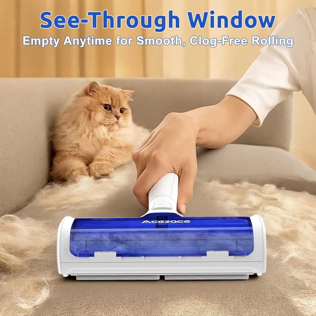 see-through bin of the pet hair remover roller, gallery view 3