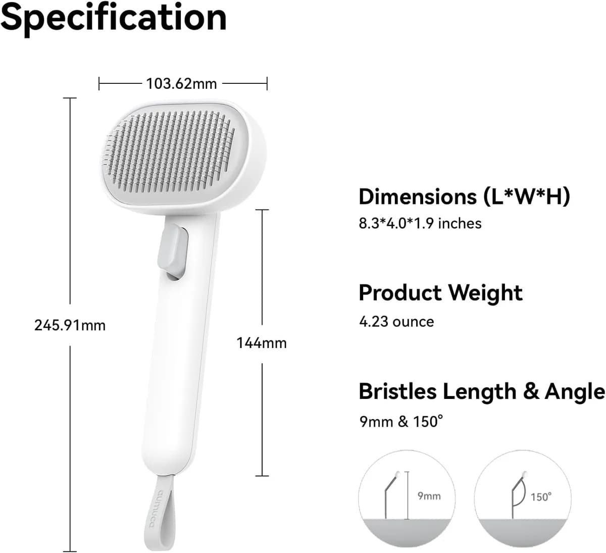 self-cleaning cat brush dimensions