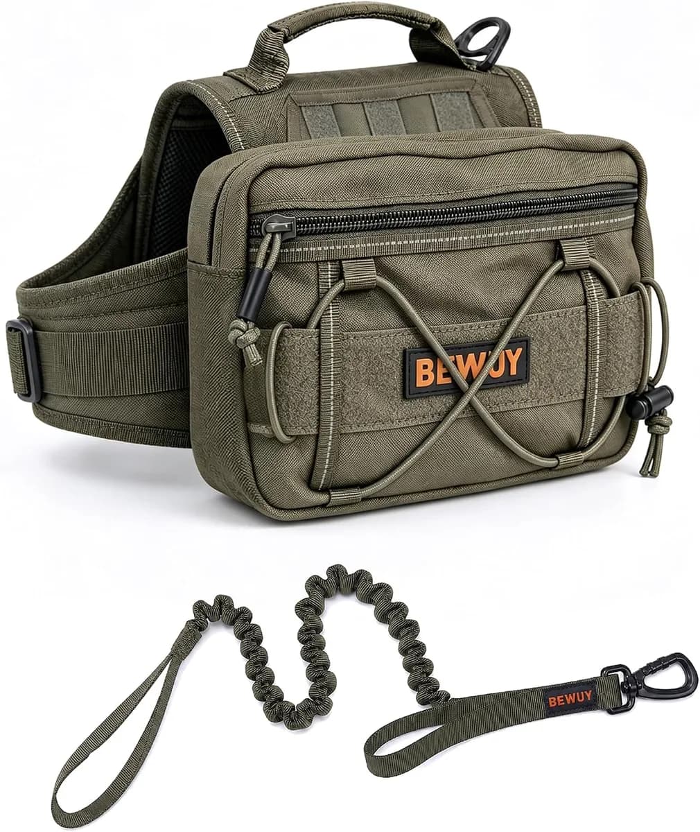 tactical dog backpack harness in army green