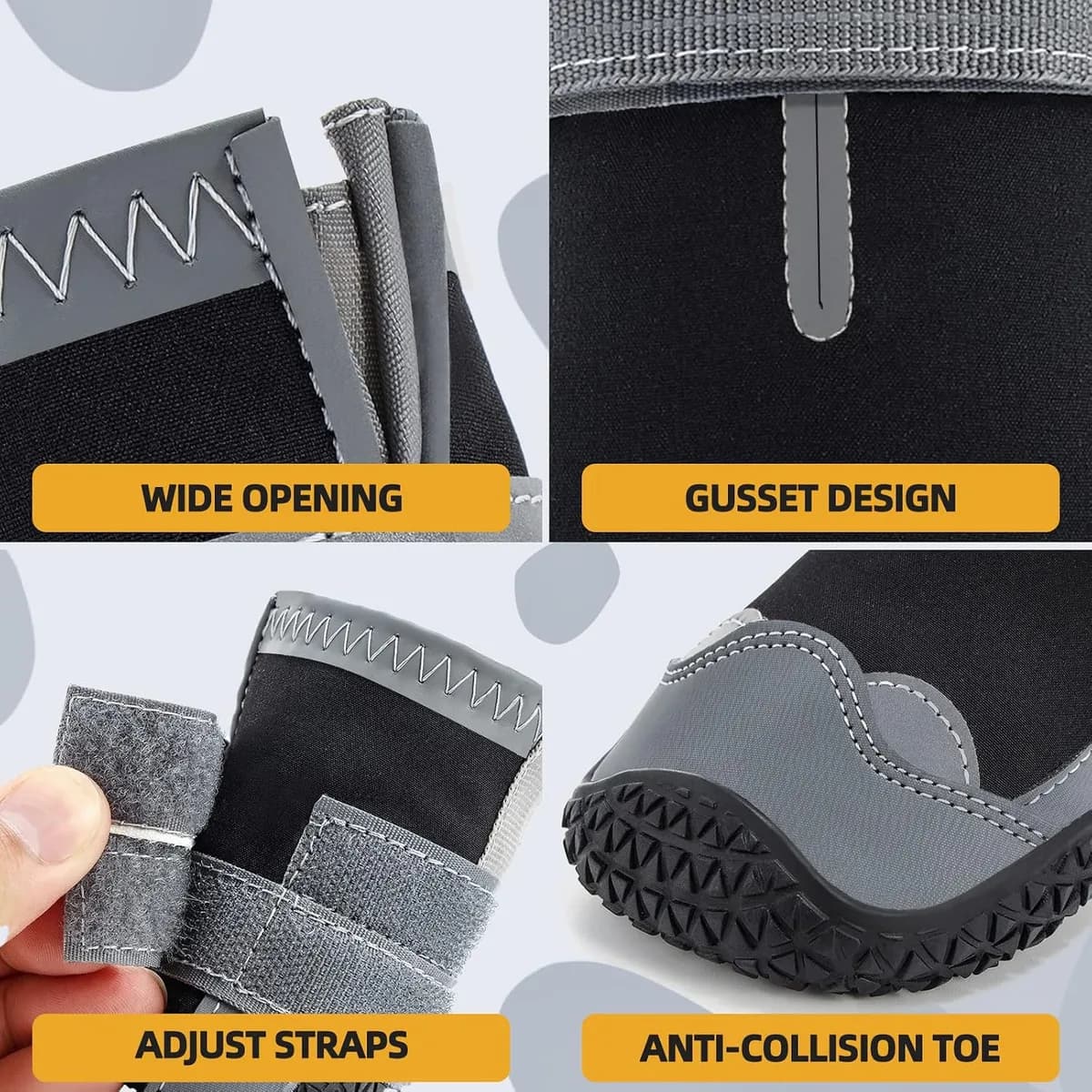 wide opening and adjustable strap of the dog boots