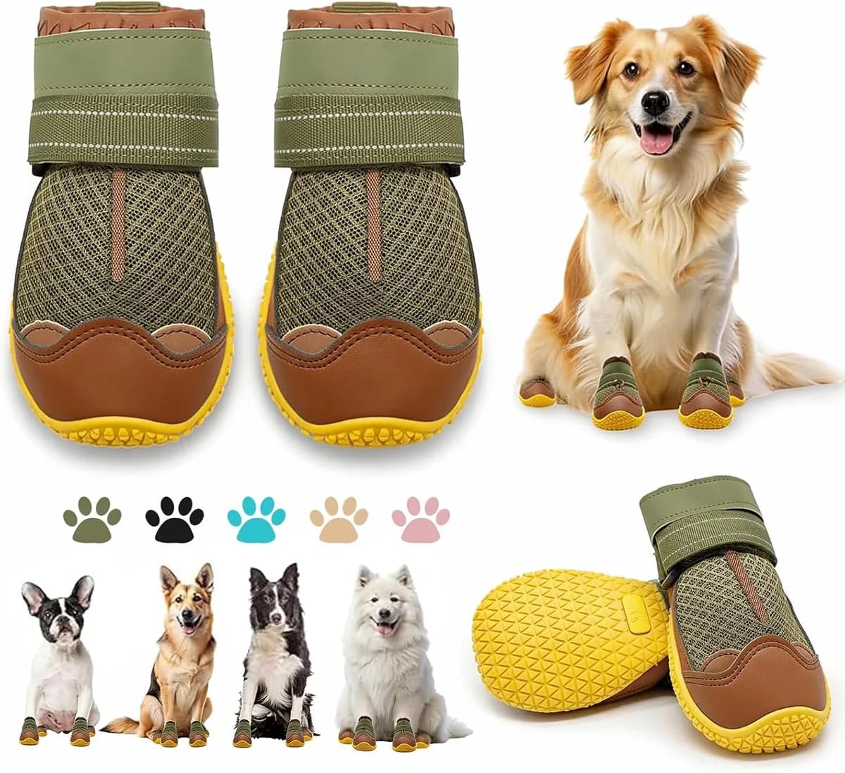dog boots paw protectors in army green