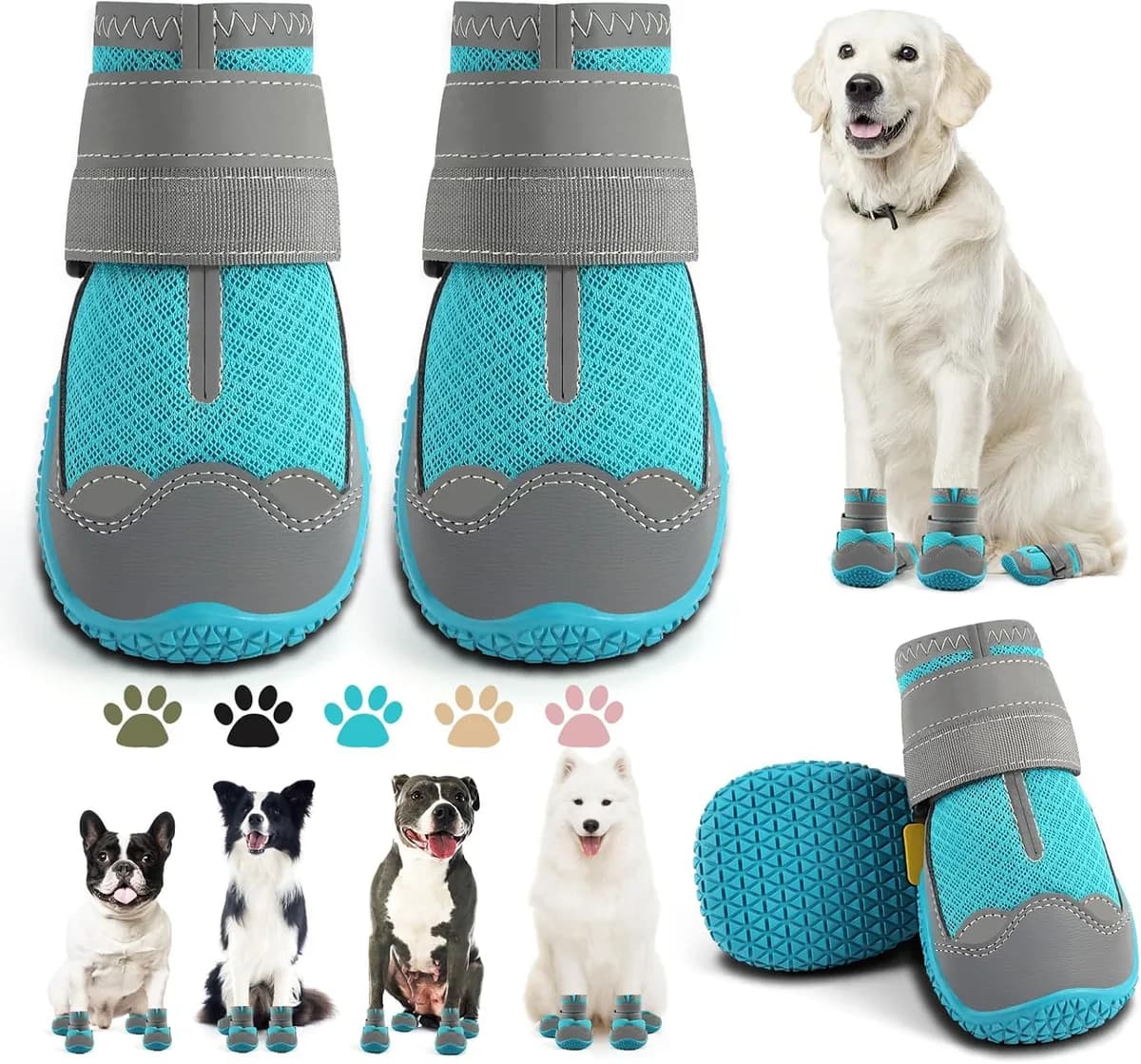dog boots paw protectors in blue