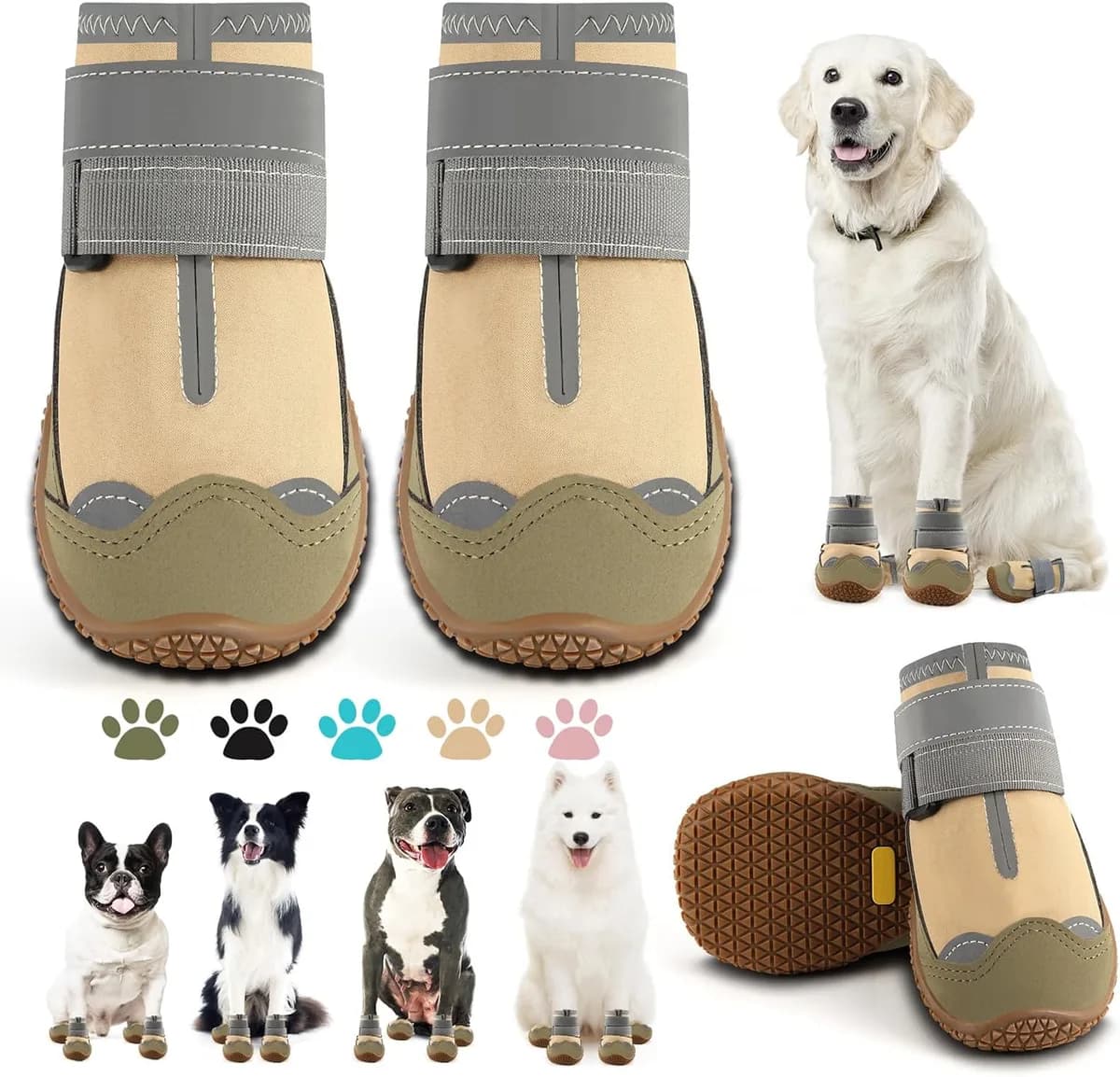 dog boots paw protectors in light khaki