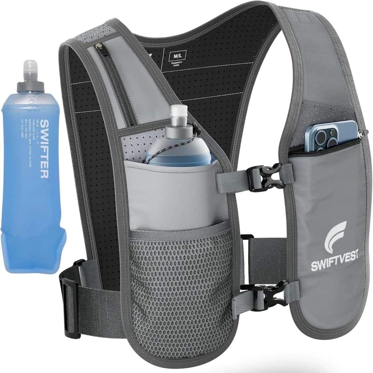 running hydration vest in grey