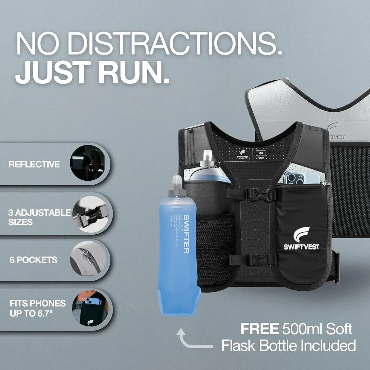 running hydration vest pockets and features, gallery view 5