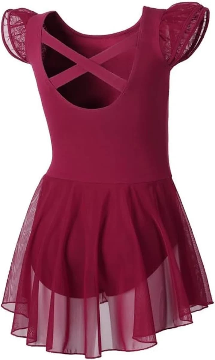 girls ballet leotard with skirt in burgundy