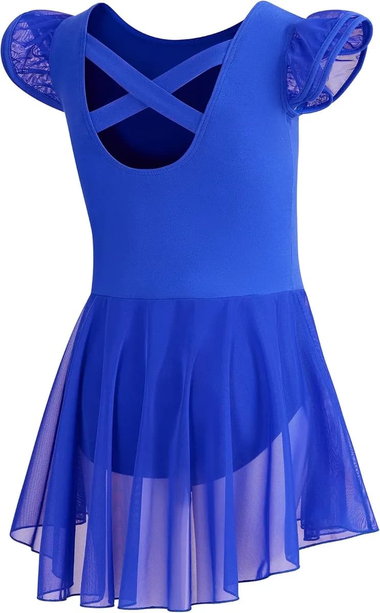 girls ballet leotard with skirt in royal blue