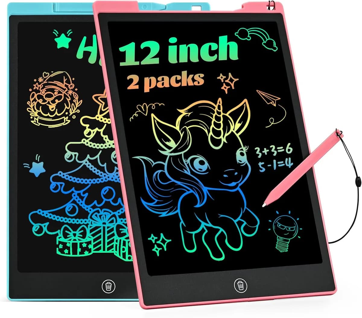 LCD writing tablet for kids in 12 in, 2-pack pink and blue
