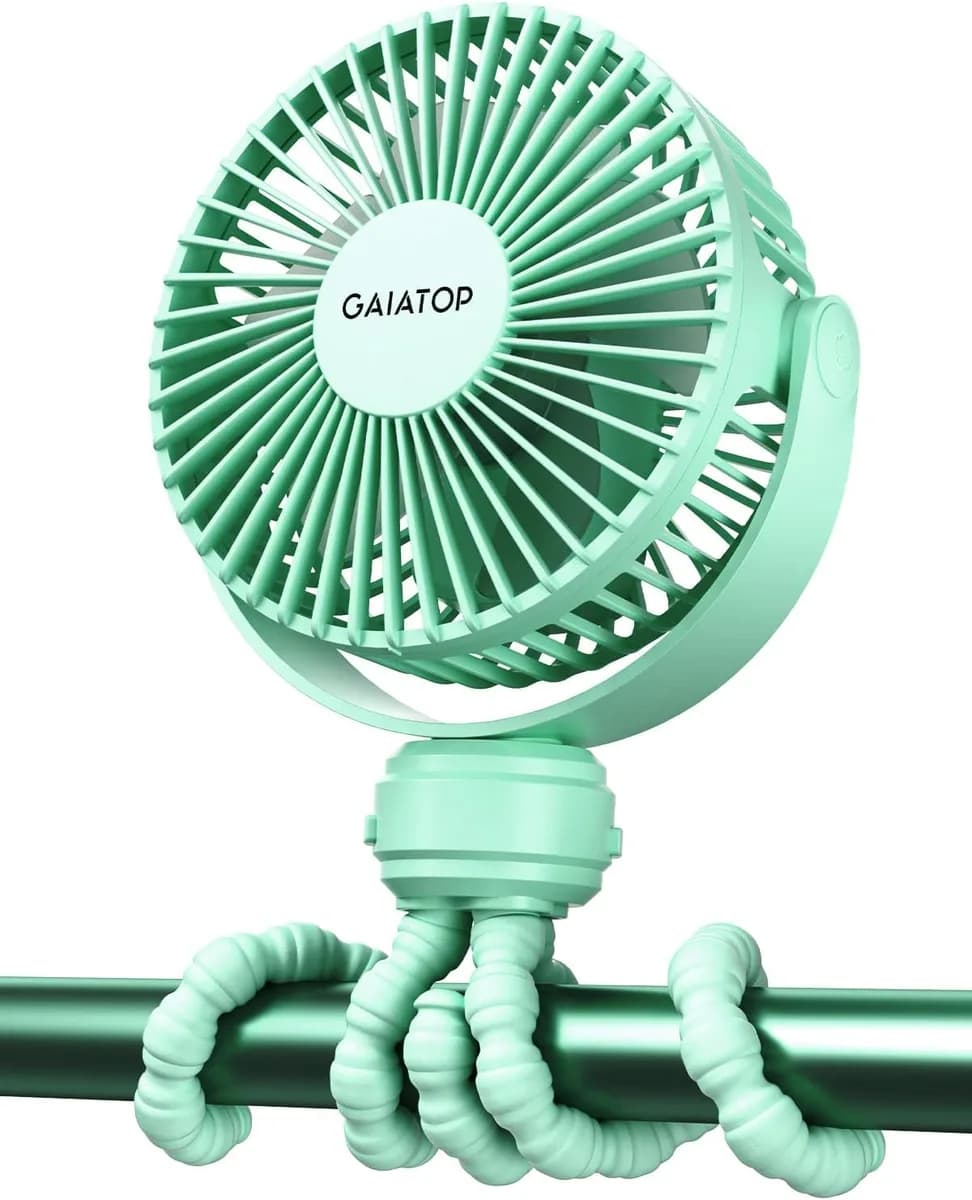 clip-on stroller fan in green