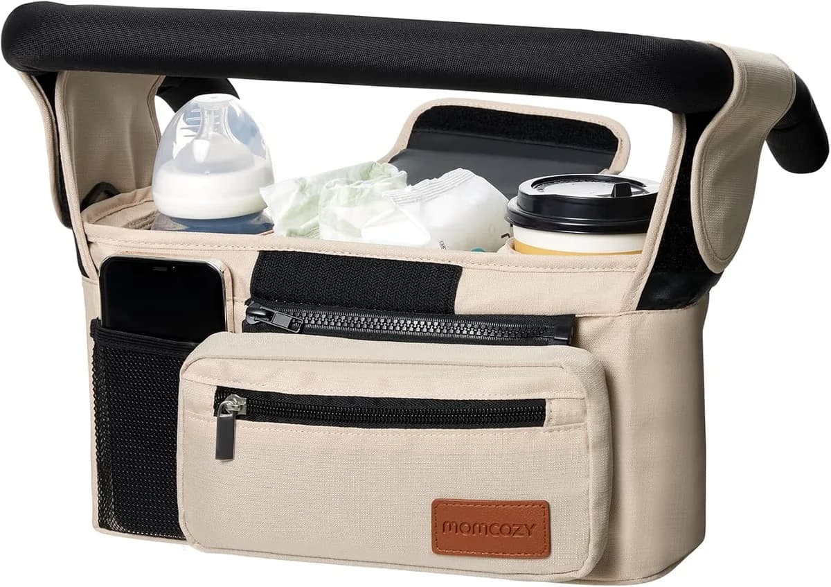 universal stroller organizer in khaki