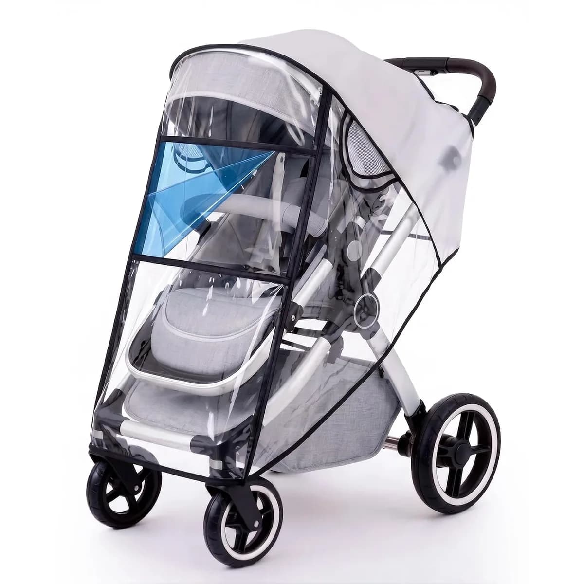 universal stroller rain cover in transparent with clear panel