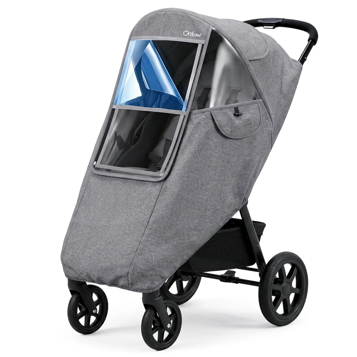 universal stroller rain cover in light gray