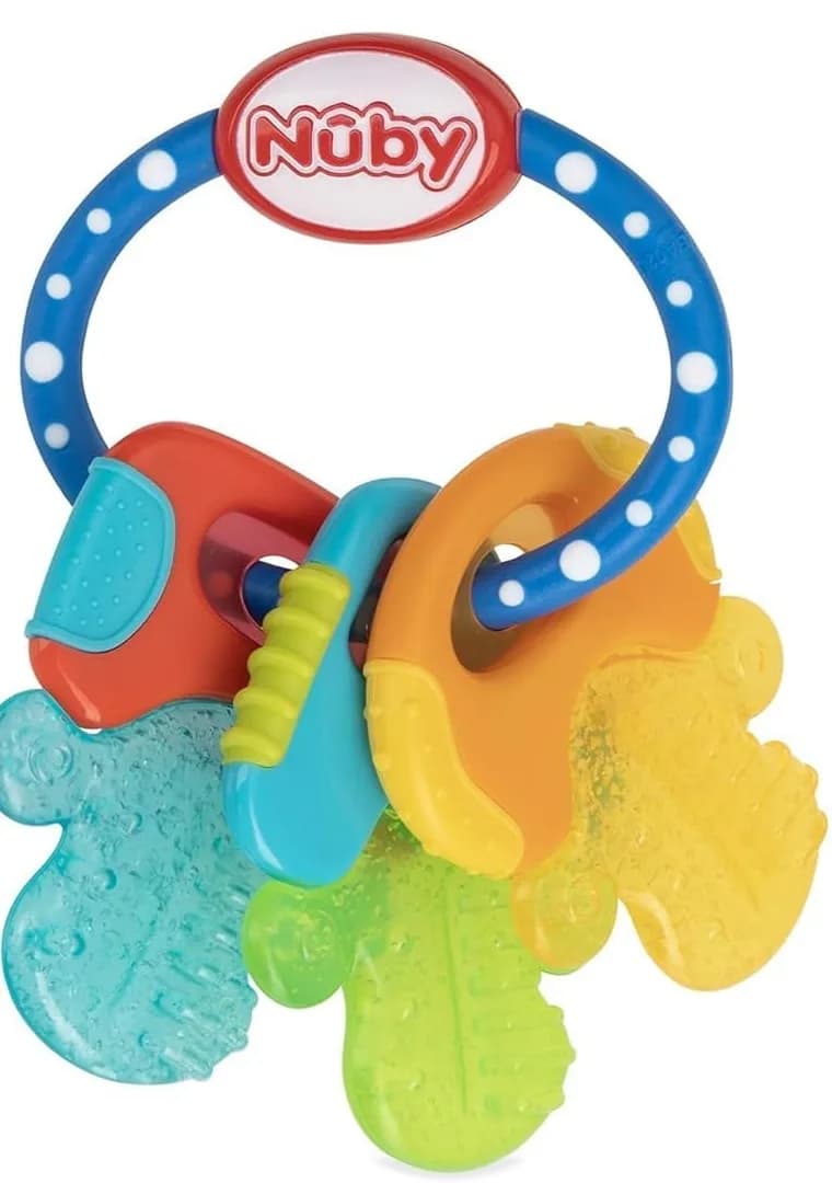 cooling gel teether keys, front view of the textured keys