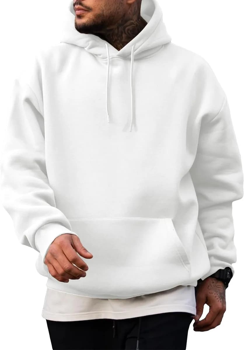 men's fleece lined hoodie in white