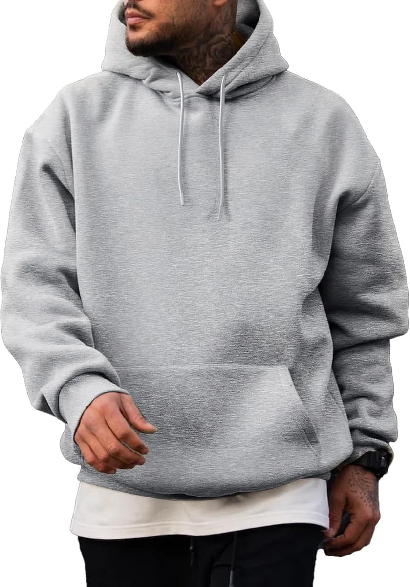 men's fleece lined hoodie in light grey