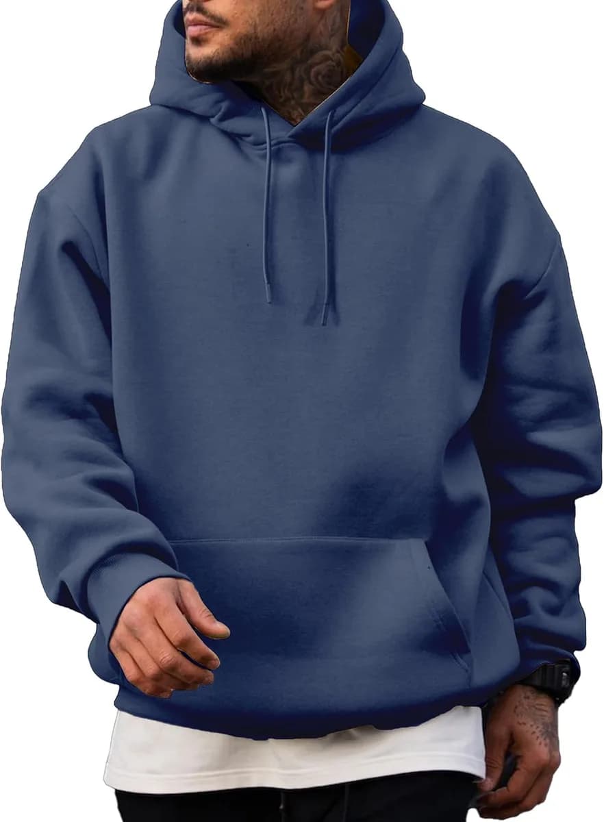 men's fleece lined hoodie in navy blue