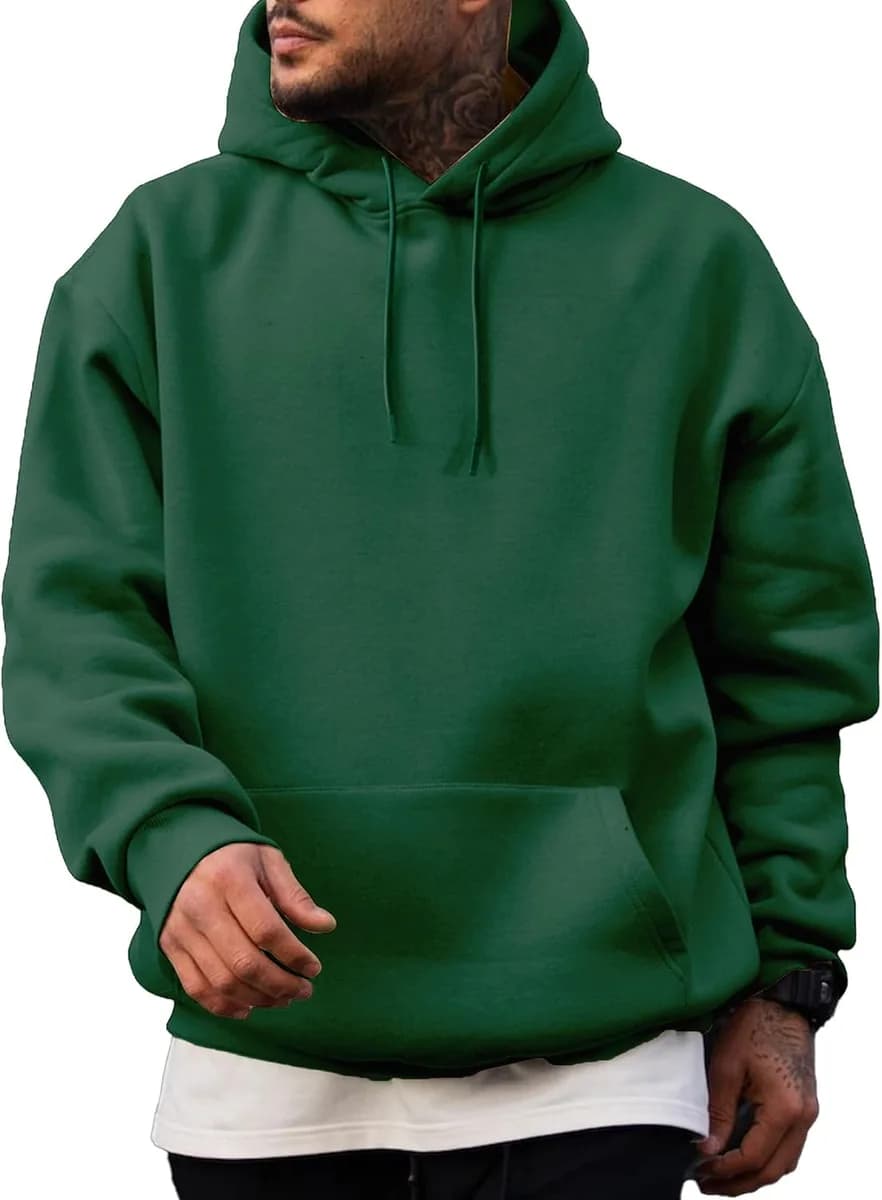 men's fleece lined hoodie in dark green