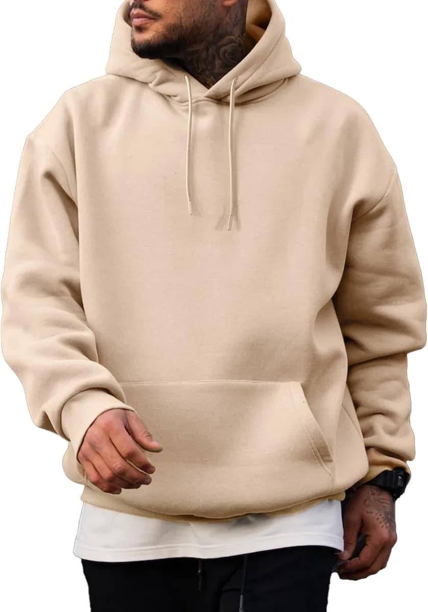 men's fleece lined hoodie in khaki