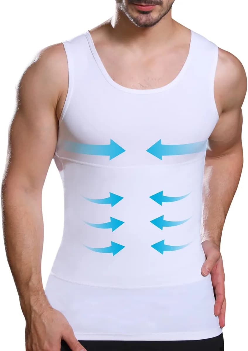 men's slimming compression vest in white