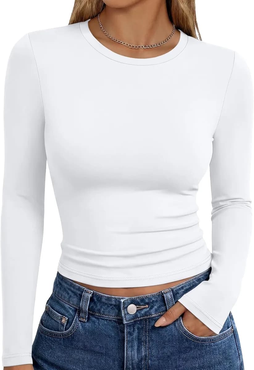 women's long sleeve fitted t-shirt in white