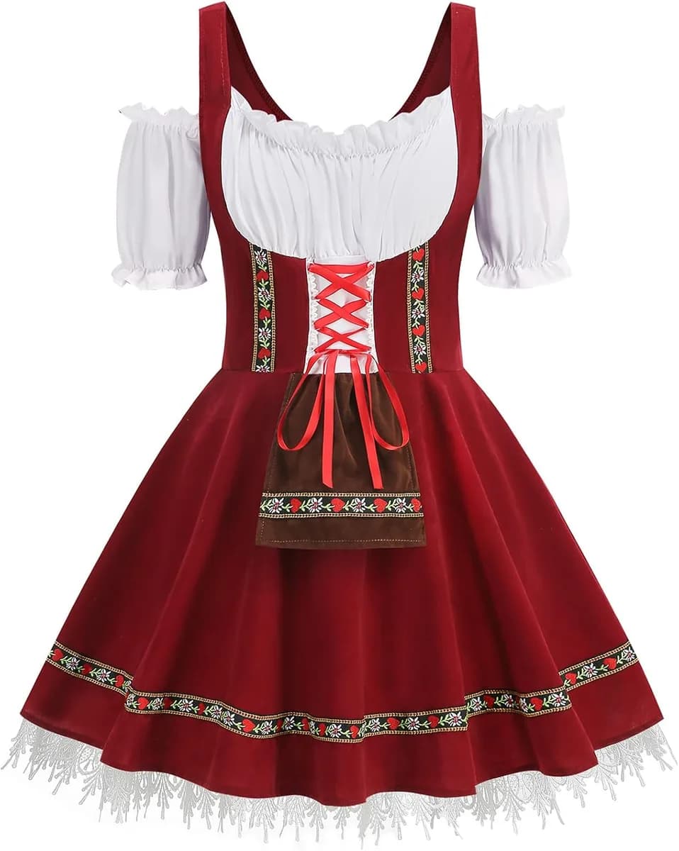 women's Oktoberfest dirndl dress costume in red