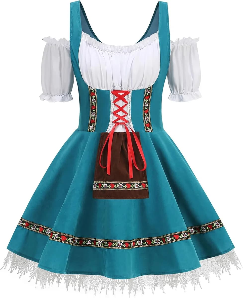 women's Oktoberfest dirndl dress costume in turquoise
