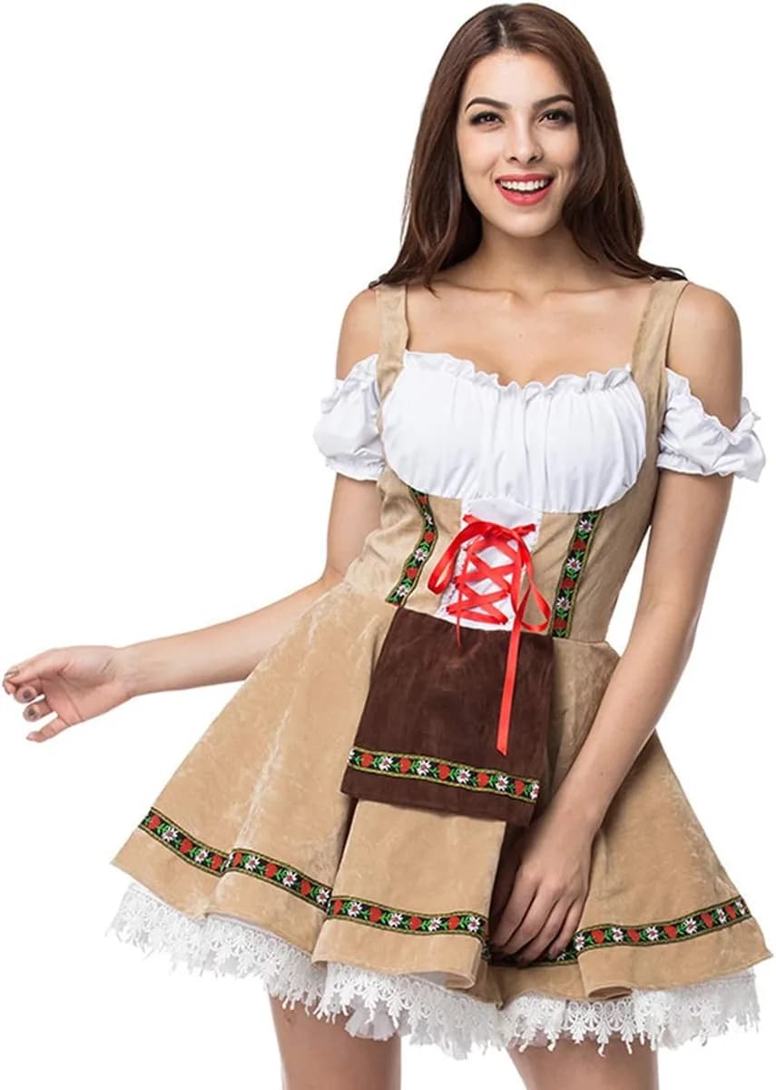 women's Oktoberfest dirndl dress costume in khaki