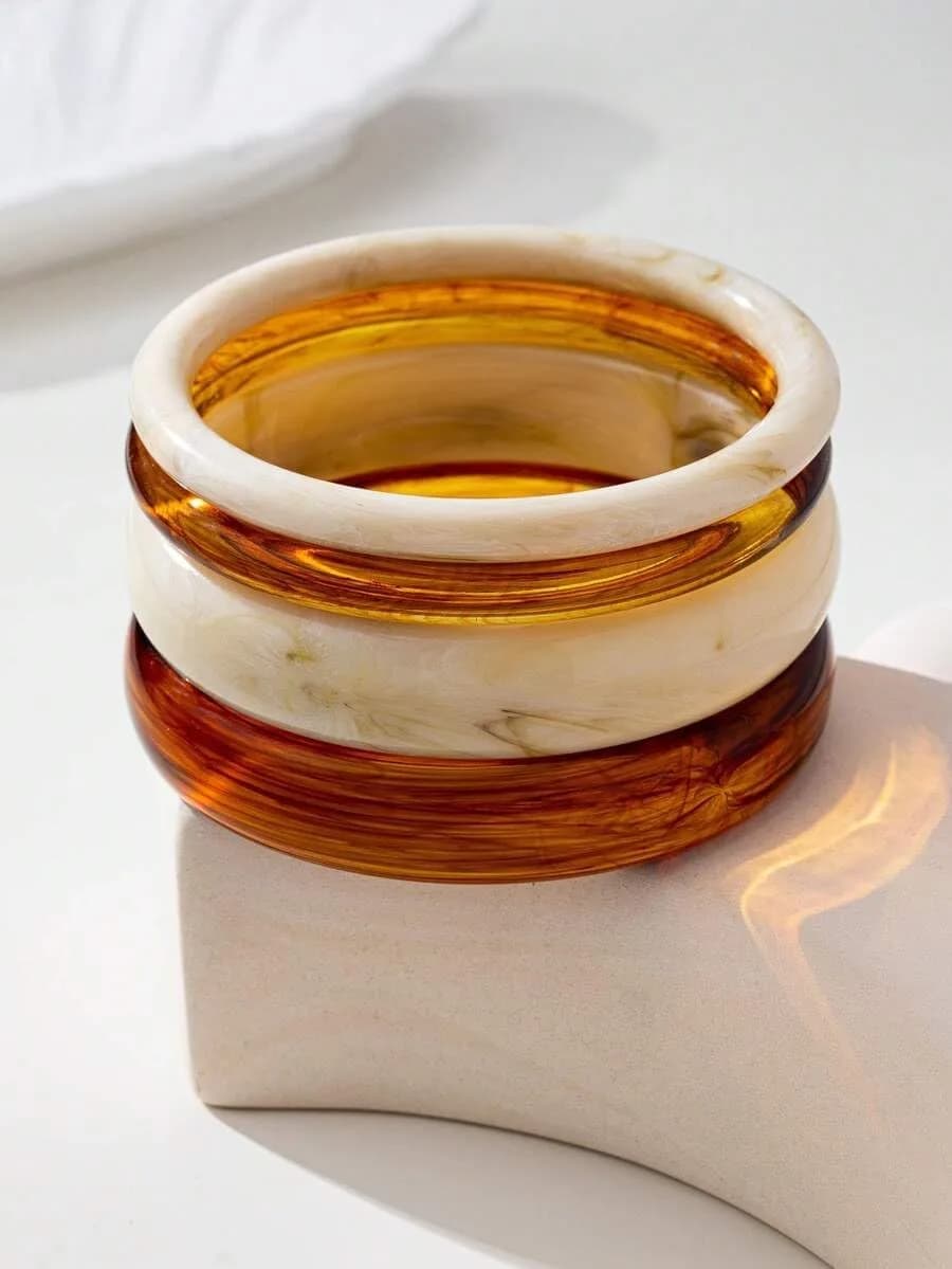 stacked chunky resin bangles