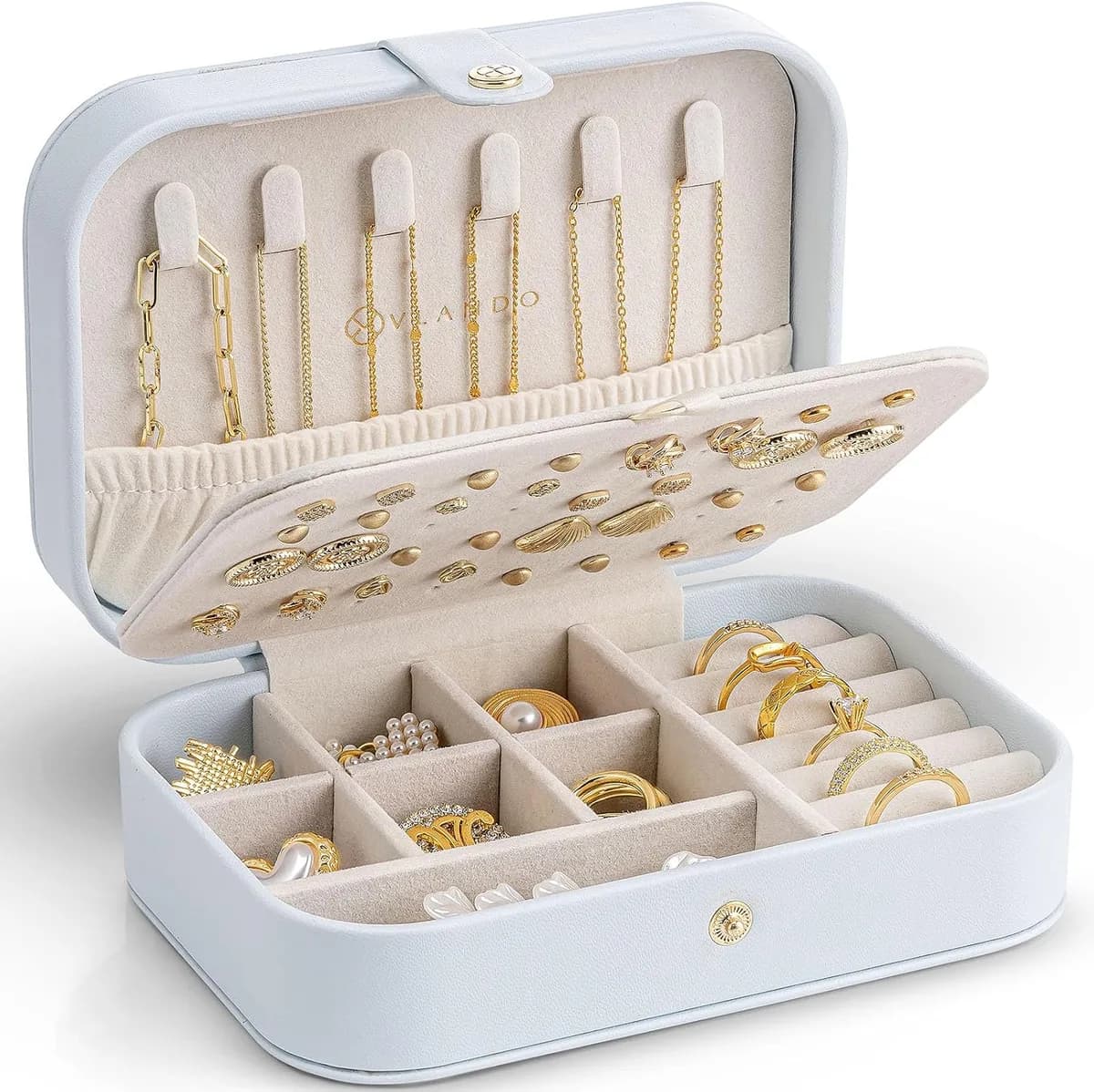 travel jewelry case in blue