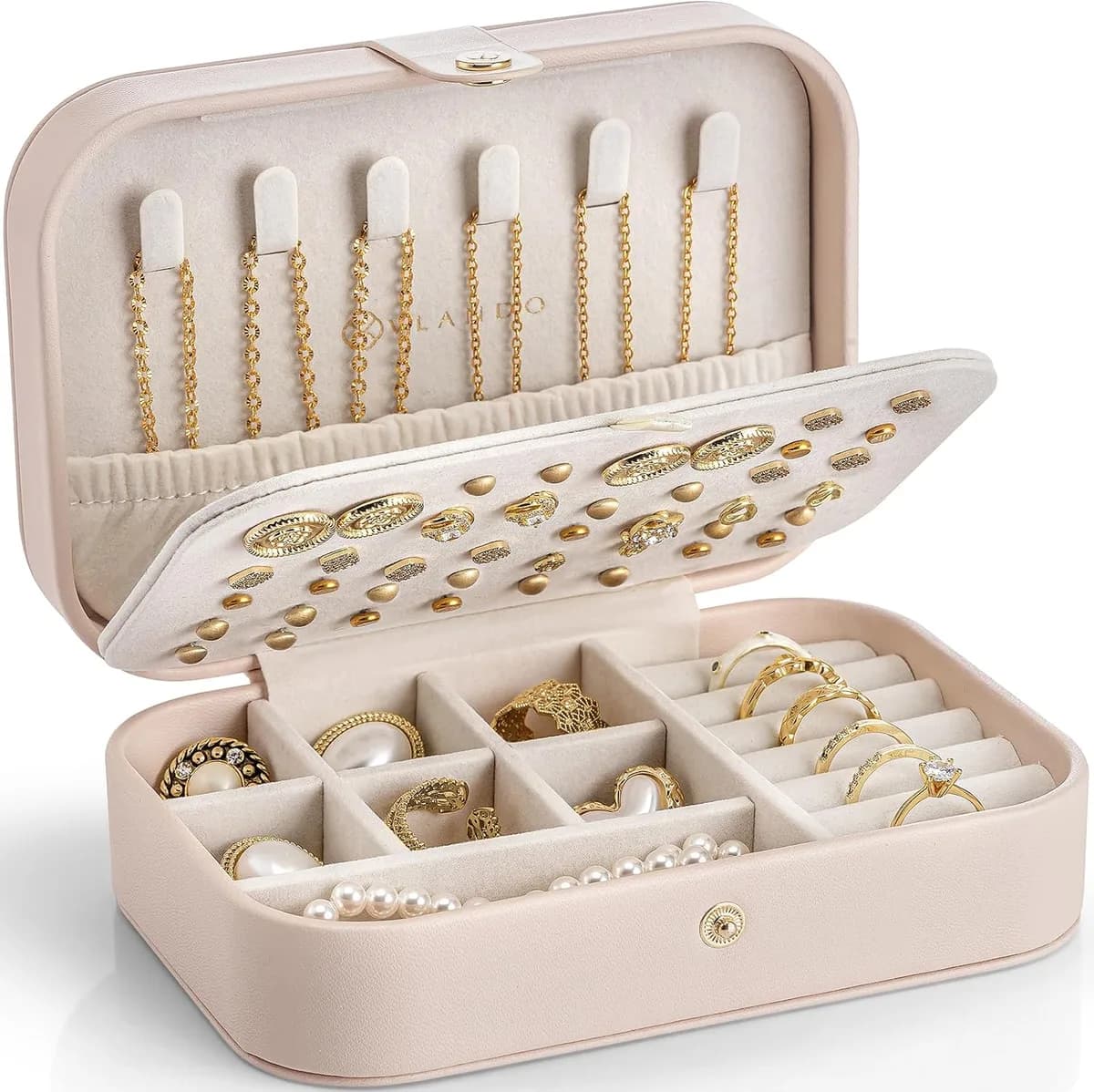 travel jewelry case in pink