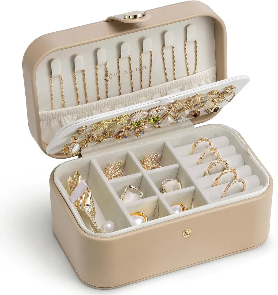 travel jewelry case in toffee, large