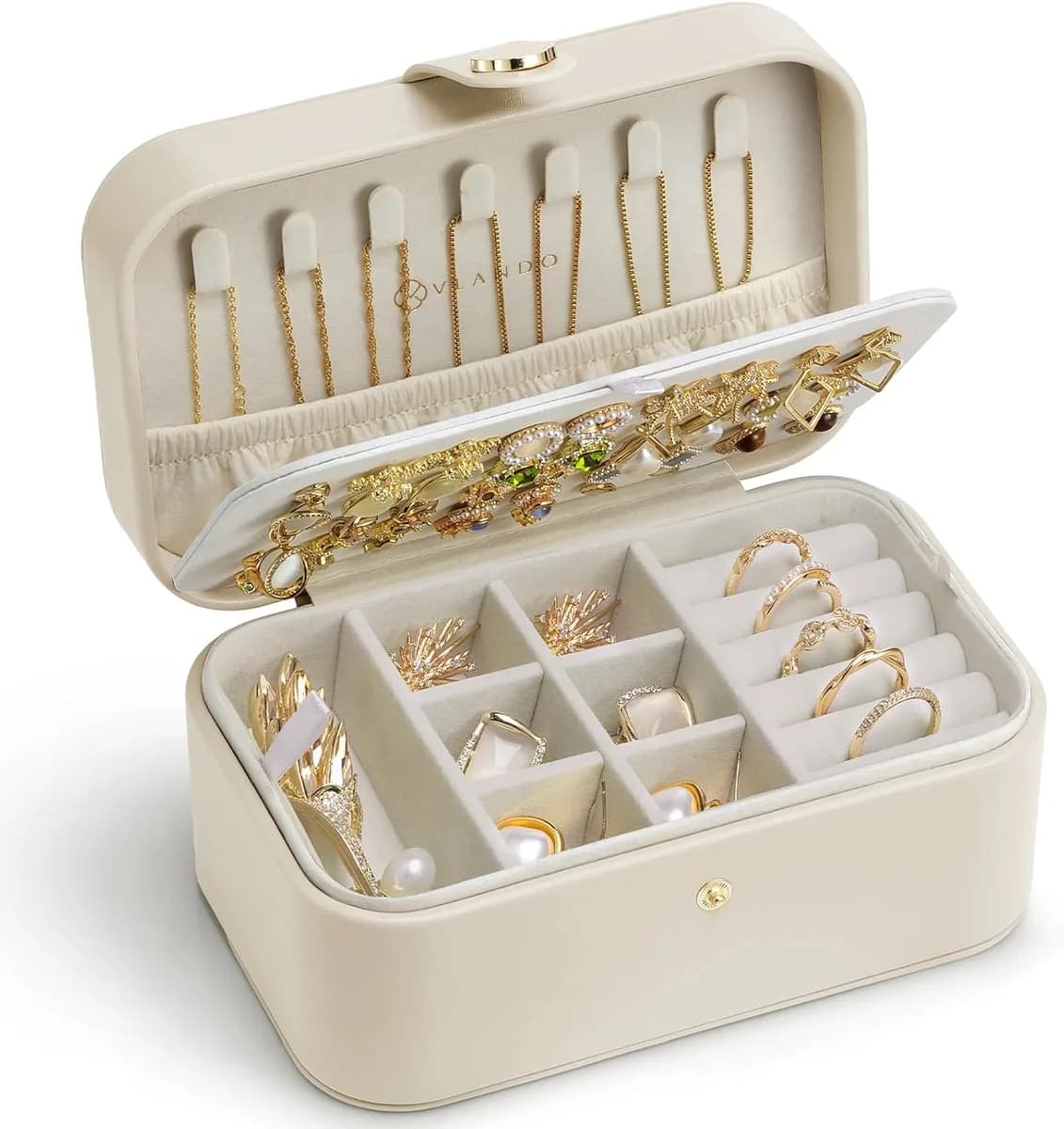 travel jewelry case in beige