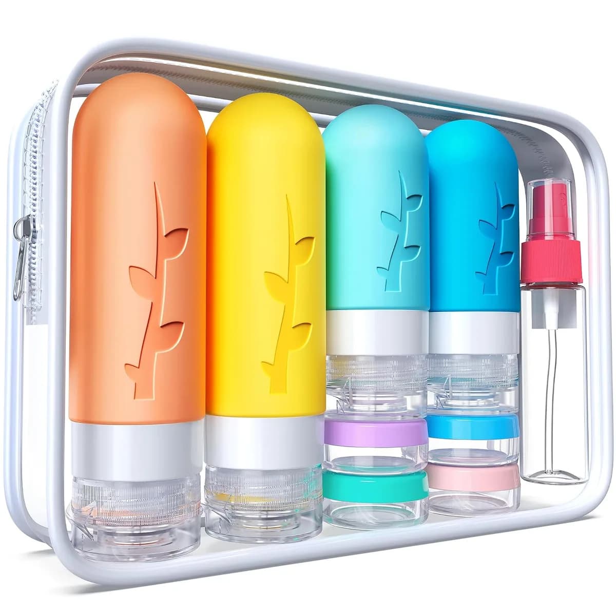 TSA approved travel bottles set in pink