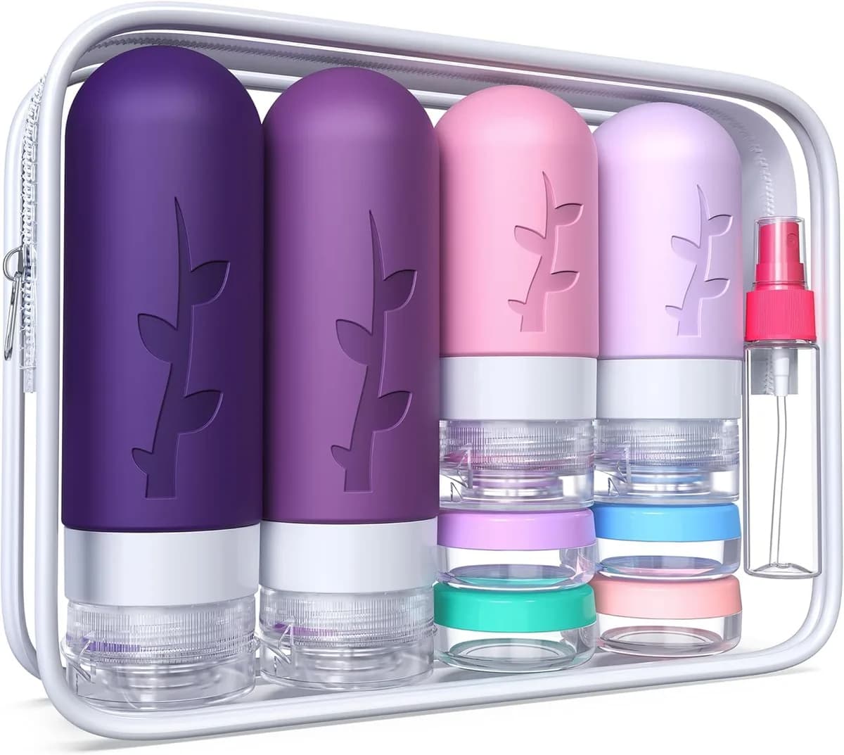 TSA approved travel bottles set in violet