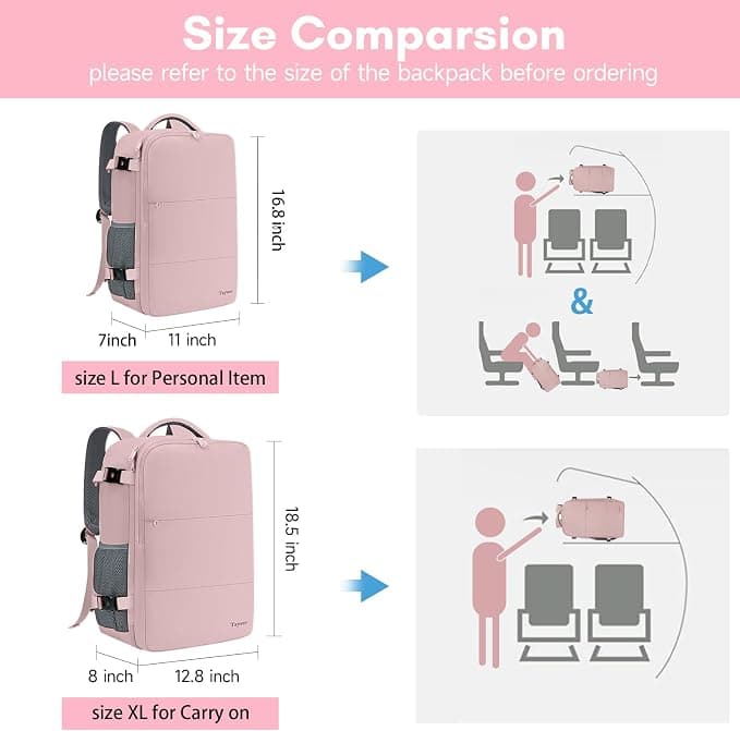 Taygeer Travel Backpack for Women, TSA Carry On Backpack Flight Approved | 15.6inch Laptop Mochila with Water Bottle Pocket & Shoe Pouch, Nurse Bag