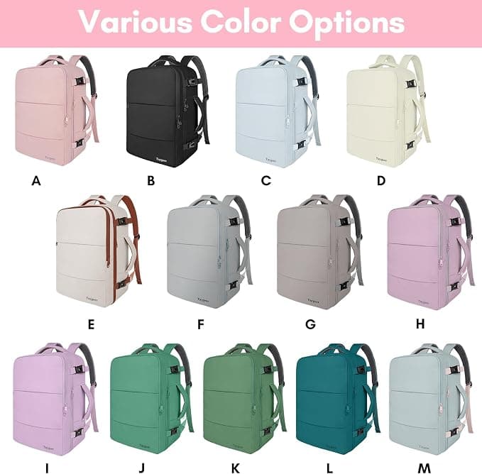 Taygeer Travel Backpack for Women, TSA Carry On Backpack Flight Approved | 15.6inch Laptop Mochila with Water Bottle Pocket & Shoe Pouch, Nurse Bag